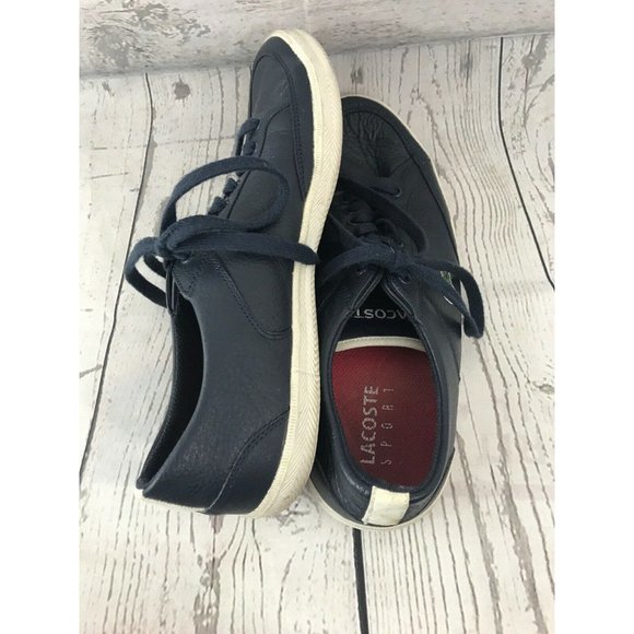 Lacoste Haneda Blue Leather Athletic Casual Shoes - Picture 4 of 11